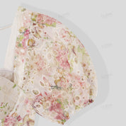 100% cotton lace embroidered printed midi U-neck lantern sleeve A-line dress