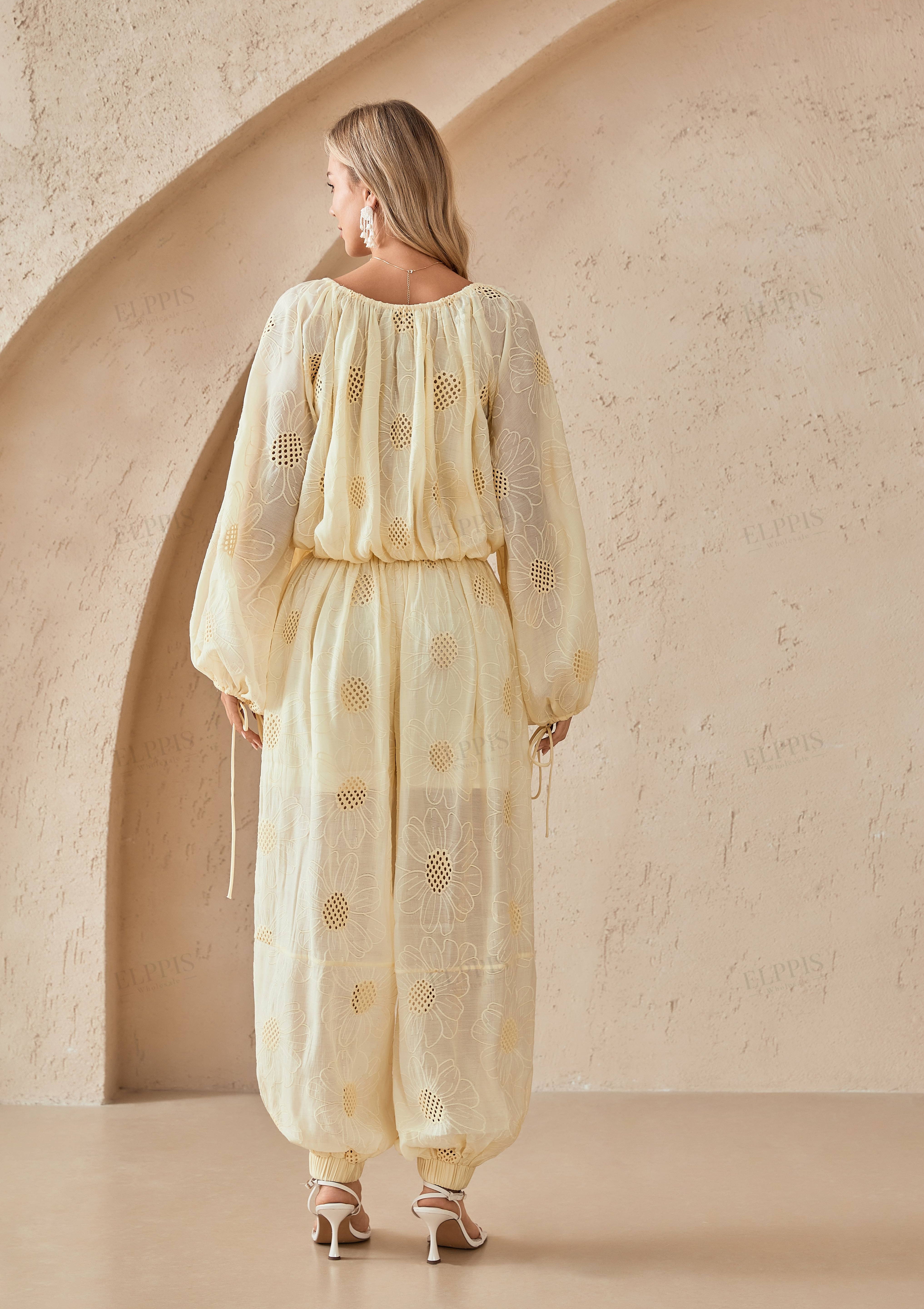 Cotton-Blend Eyelet Embroidered Balloon Pants