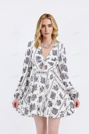 Bohemian Linen-Cotton Printed Dress