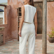 Striped wide-leg trousers