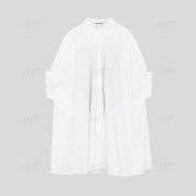 White Oversized Shirt Dress with Pink Tiger Tropical Embroidery