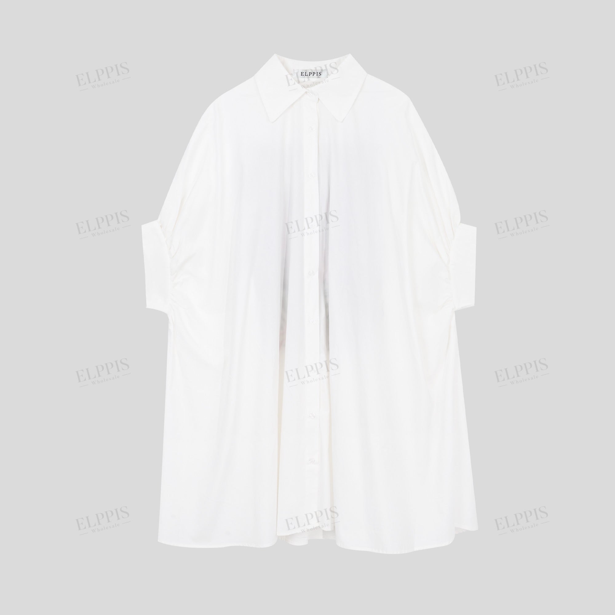 White Oversized Shirt Dress with Pink Tiger Tropical Embroidery