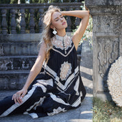 Ethnic style crochet lace decorated dress