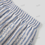 Striped cotton embroidered A-line shorts