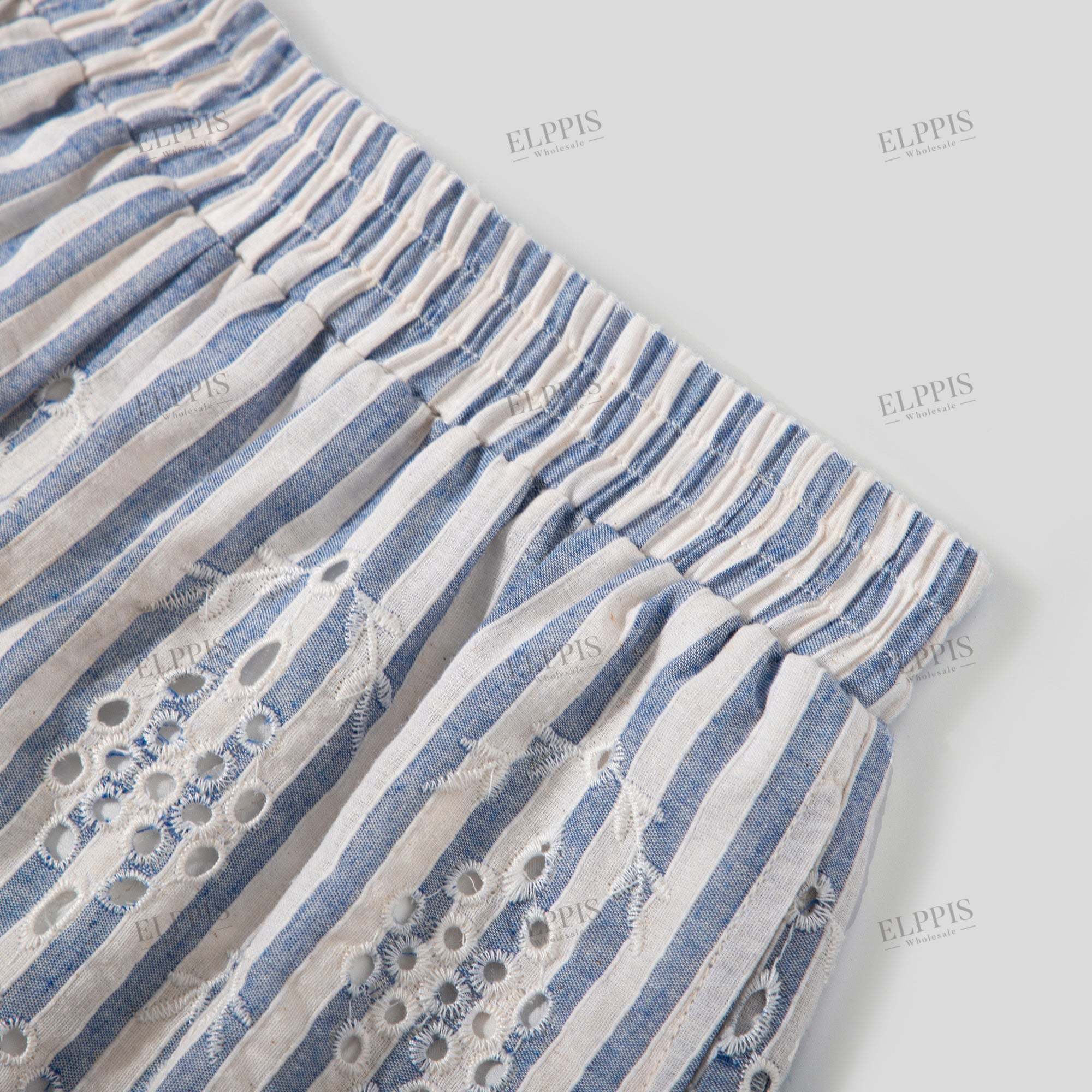 Striped cotton embroidered A-line shorts
