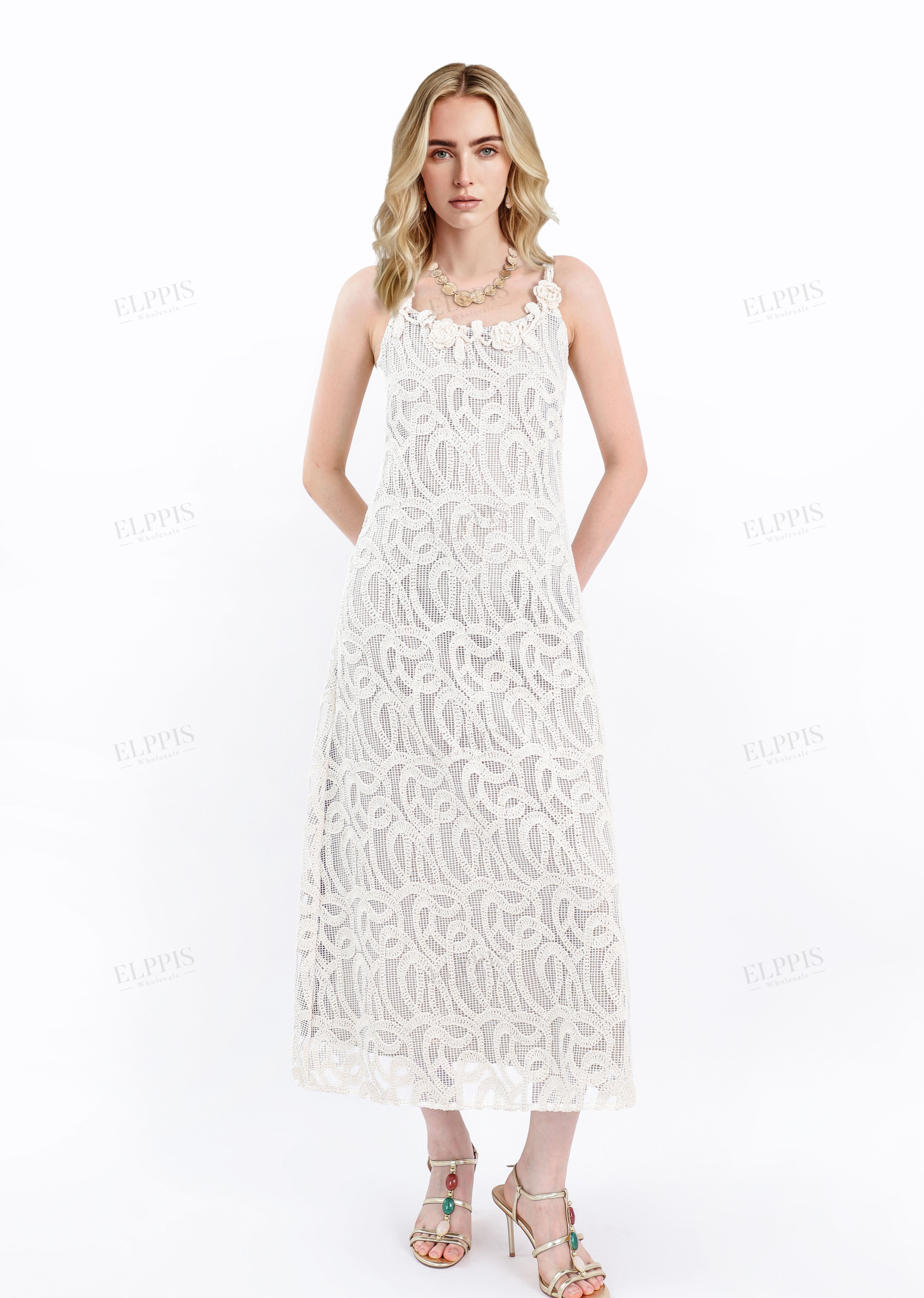 3D Floral Appliqué Lace Shift Dress