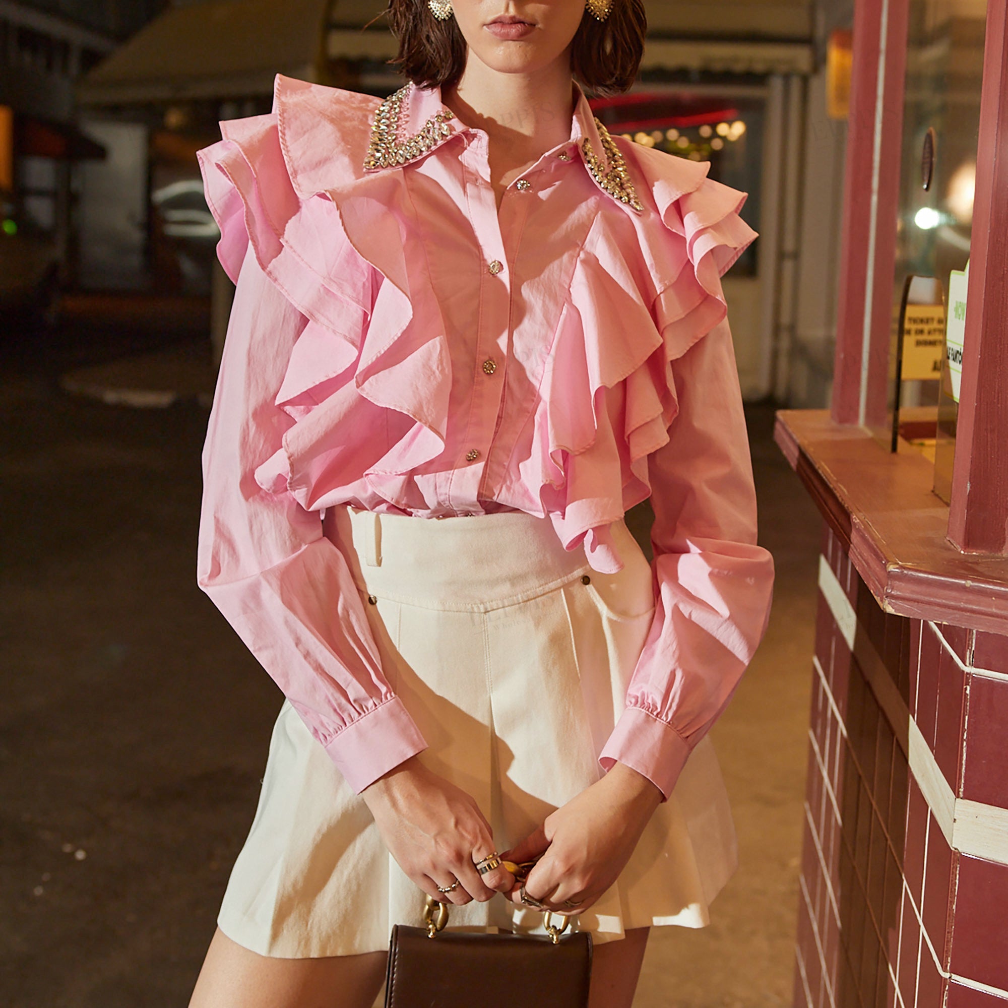 Pleated A-line mini skirt