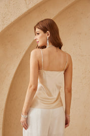 Ivory Acetate-Blend Lace Trim Camisole