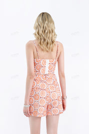 Orange Floral Cotton Crop Camisole