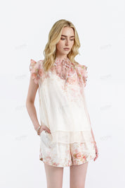 Sheer Floral Layered Blouse