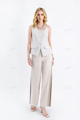 Oatmeal Linen Button-Front Cami Top