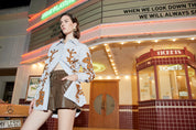 Large pocket decorative elastic waist shorts