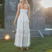 3D tassel embroidered camisole maxi dress