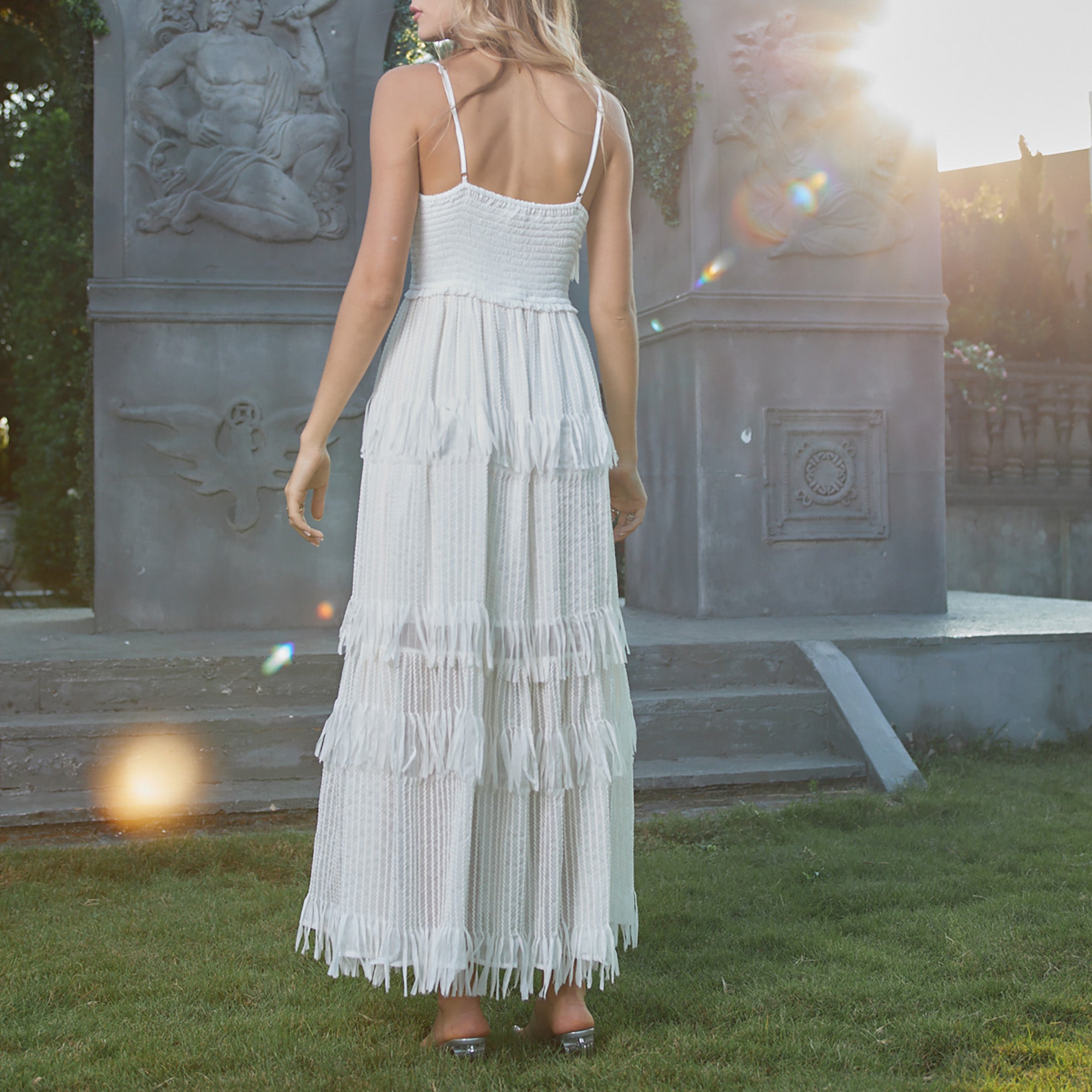 3D tassel embroidered camisole maxi dress