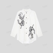 Cut-out cotton embroidered H-line long sleeve shirt