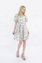 Belted Lace Floral Shirt Dress