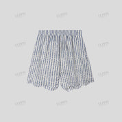 Striped cotton embroidered A-line shorts