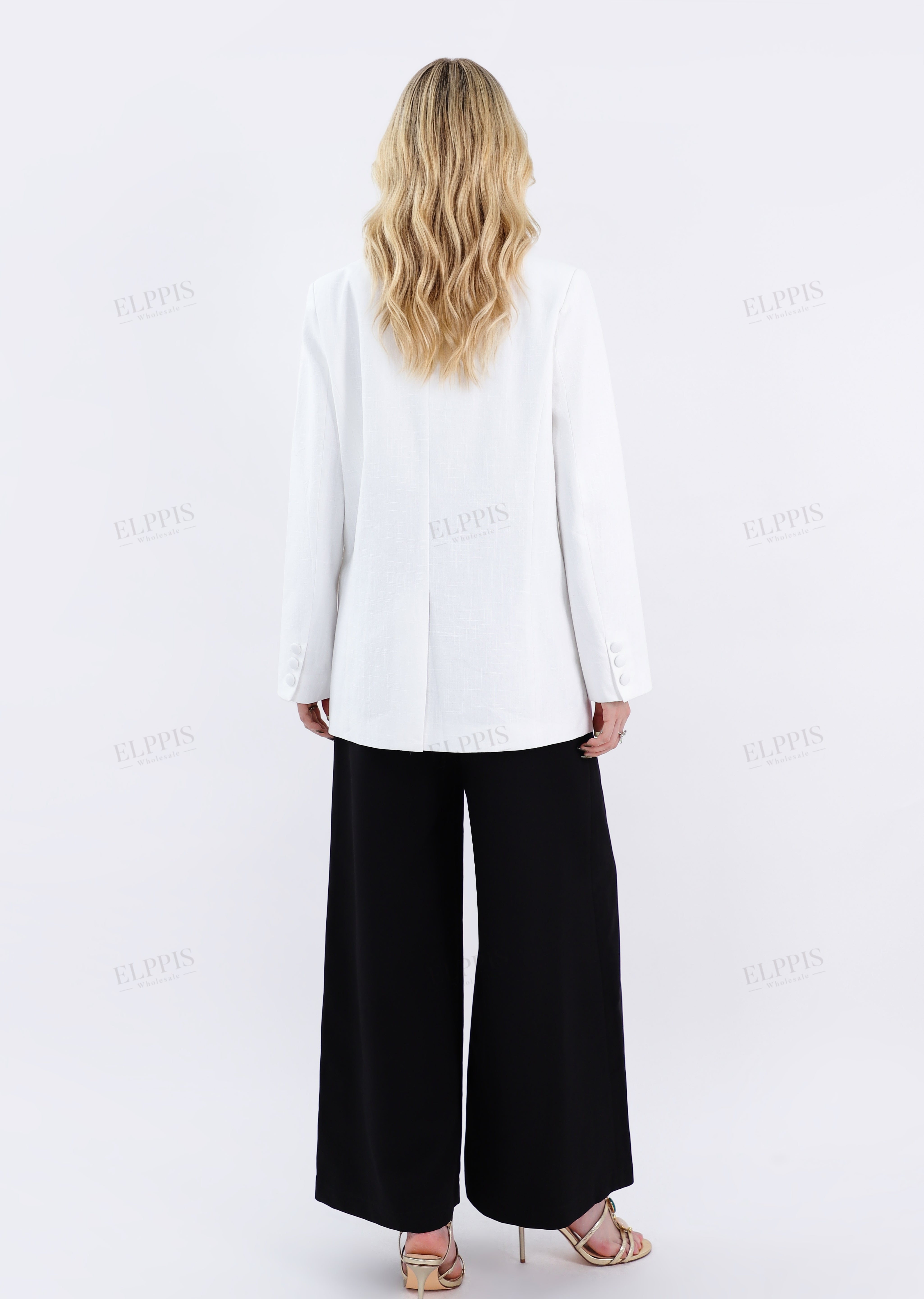White Tailored Blazer with Beaded Floral Embroidery