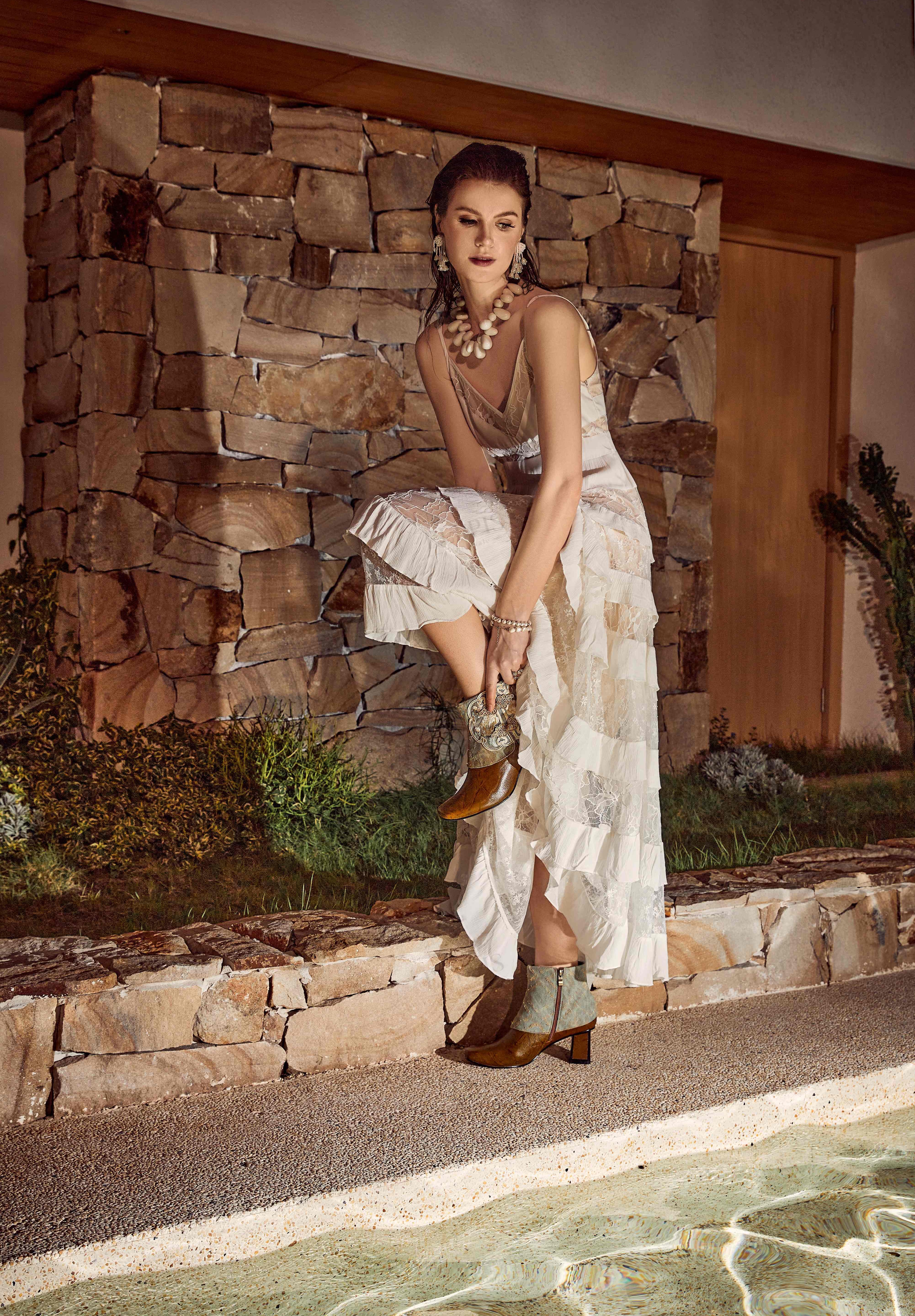White Sheer Lace Tiered Cami Maxi Dress