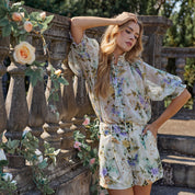 Botanical floral A-line shorts