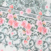 Chiffon positioned floral H-line long sleeve woven top