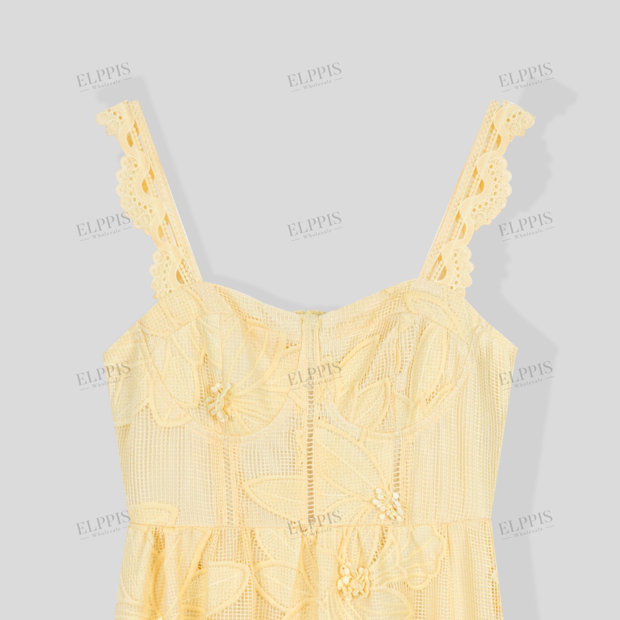 French lace 3D floral strap dress for parties
