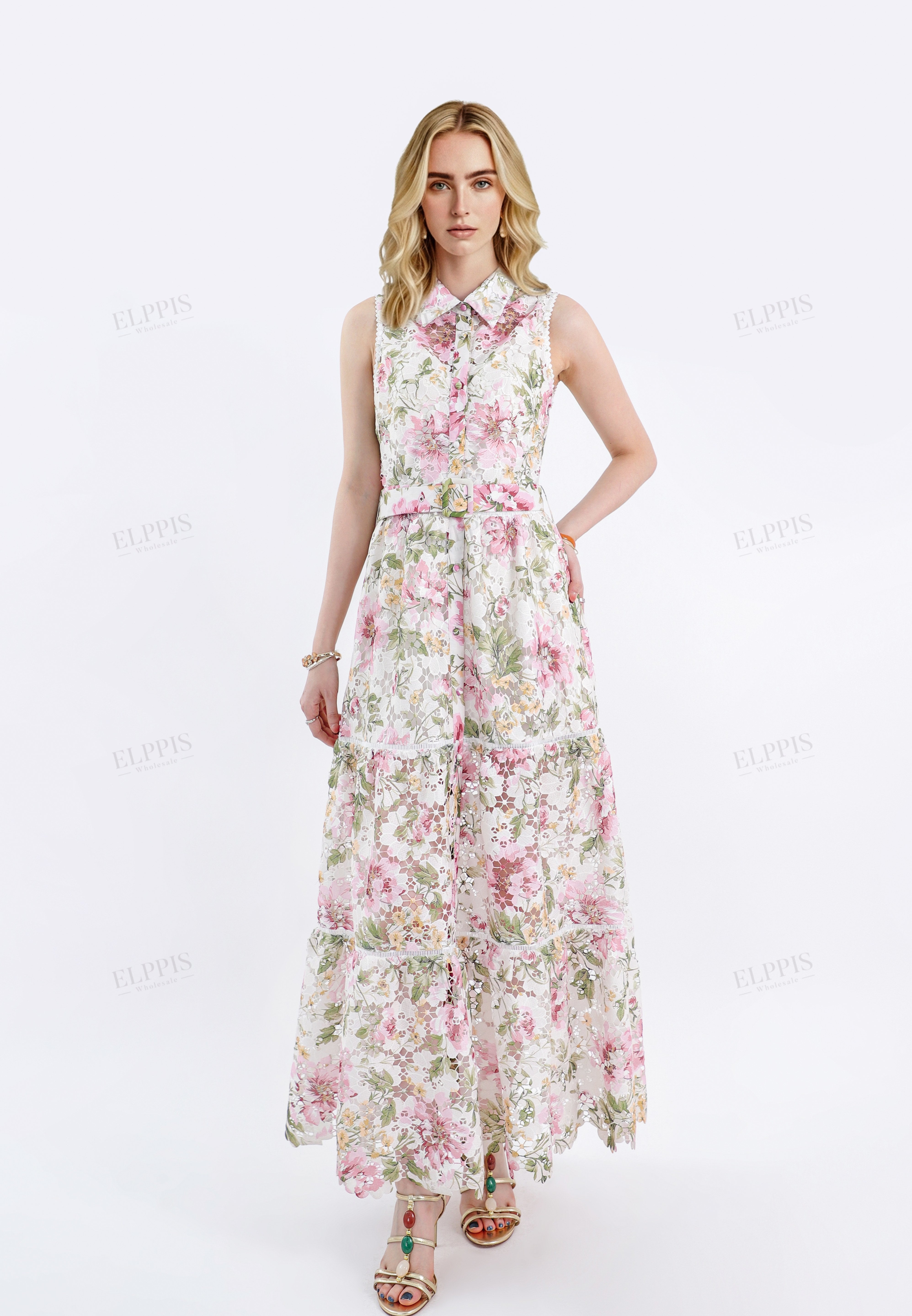 Floral Print Long Sleeve Shirt Dress