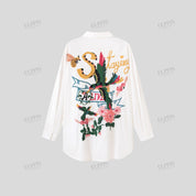 White oversized shirt with embroidered back