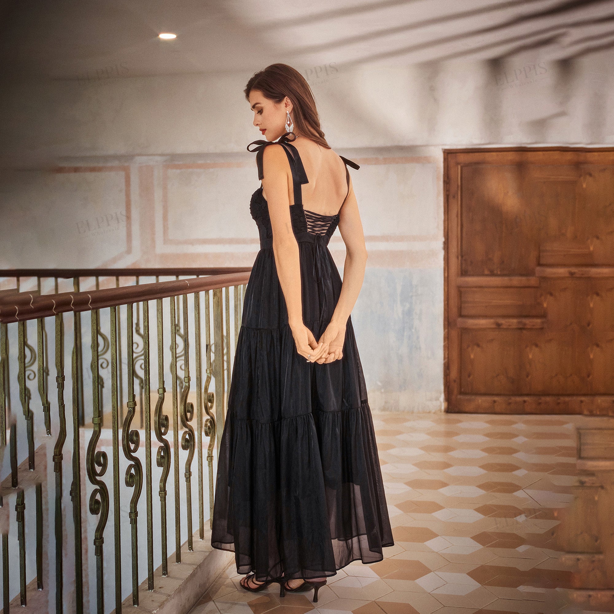 Strapless sexy French maxi dress