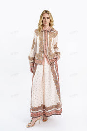 Paisley Print Wide-Leg Palazzo Pants