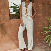 Striped wide-leg trousers