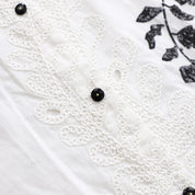 Cut-out cotton embroidered H-line long sleeve shirt