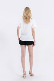 Cream Sheer Blouse with Collar & Voluminous Puff Sleeves