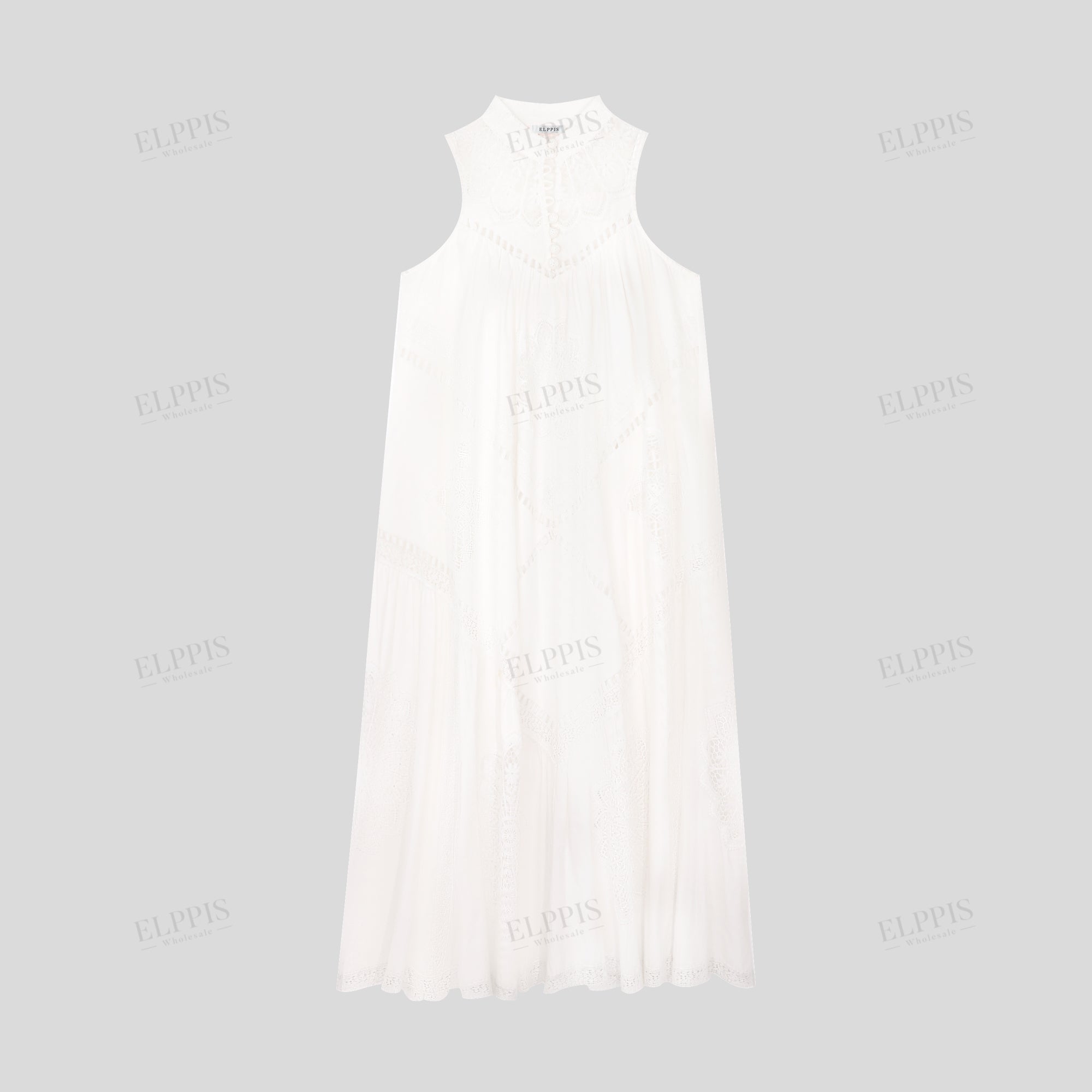 Ethnic style crochet lace decorated dress