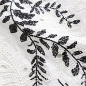 Cut-out cotton embroidered H-line long sleeve shirt