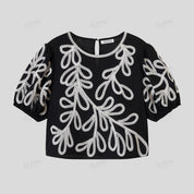 Embroidered short sleeve top