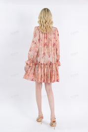 Button-Front Belted Tencel-Cotton Floral Dress