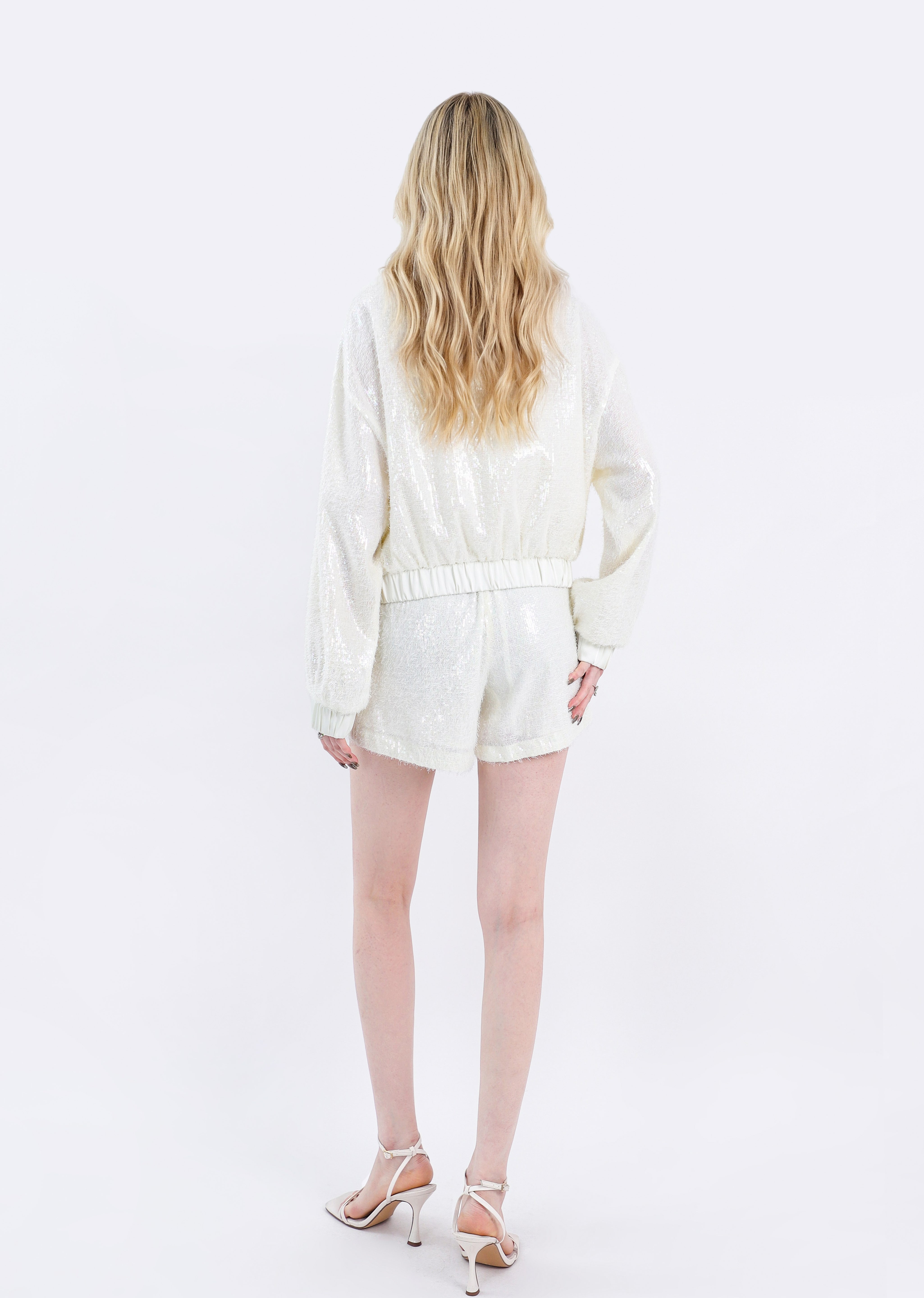 Iridescent Sequin Bomber Jacket