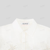 3D floral lace H-line long sleeve shirt