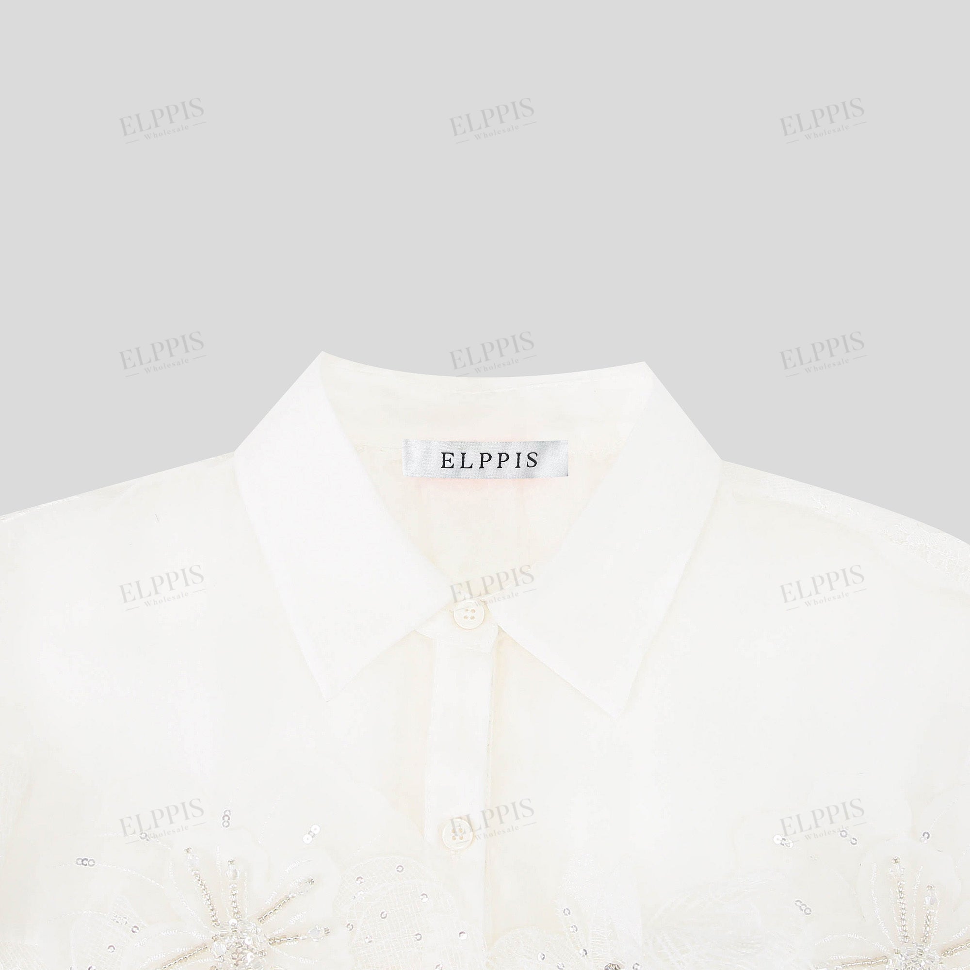3D floral lace H-line long sleeve shirt