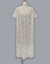 Cream Crochet Lace Fringe Mini Dress
