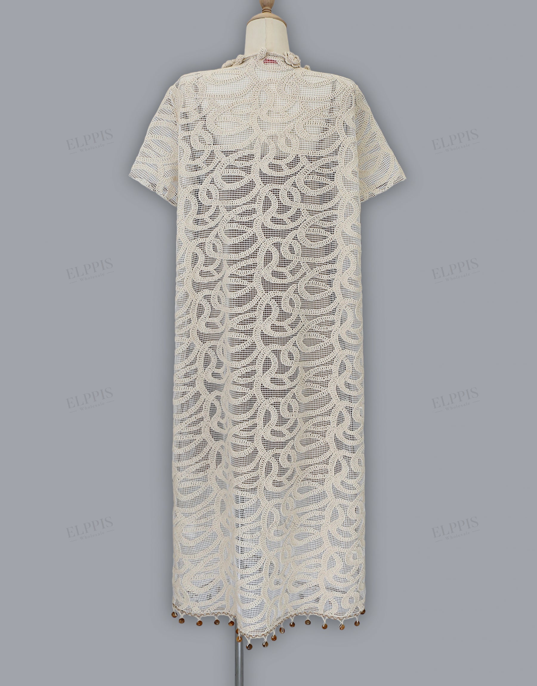 Cream Crochet Lace Fringe Mini Dress