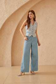 Light Blue Wide-Leg Denim Pants