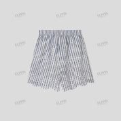 Striped cotton embroidered A-line shorts