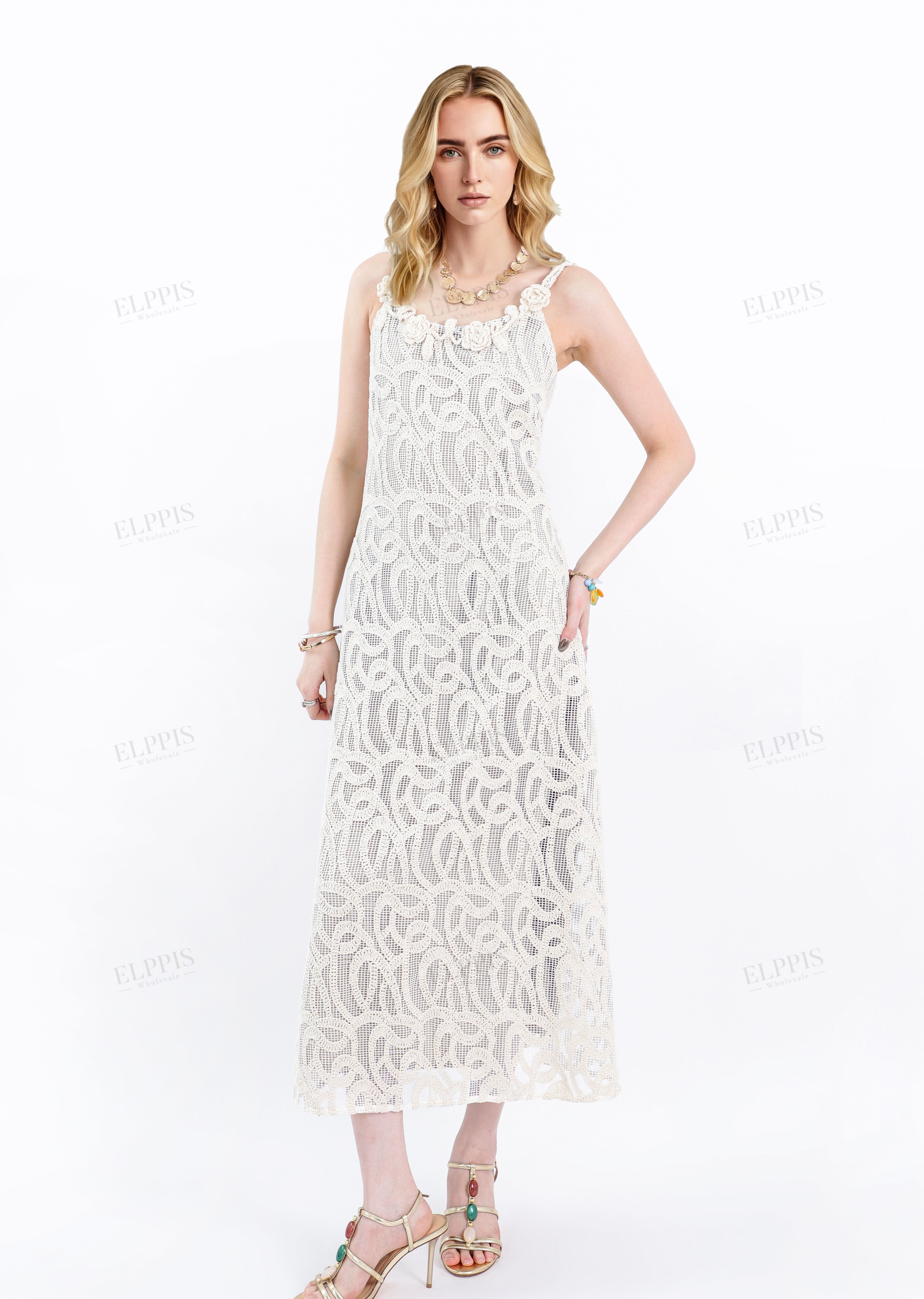 3D Floral Appliqué Lace Shift Dress