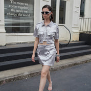 Boxy utility cropped shirt