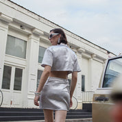 Utility pocket cropped mini skirt