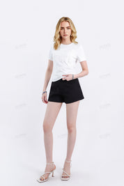 White Maxi Skirt with Black Embroidered Waist & Hem Details