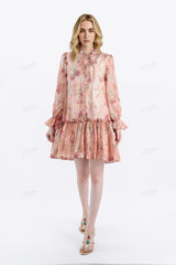 Button-Front Belted Tencel-Cotton Floral Dress