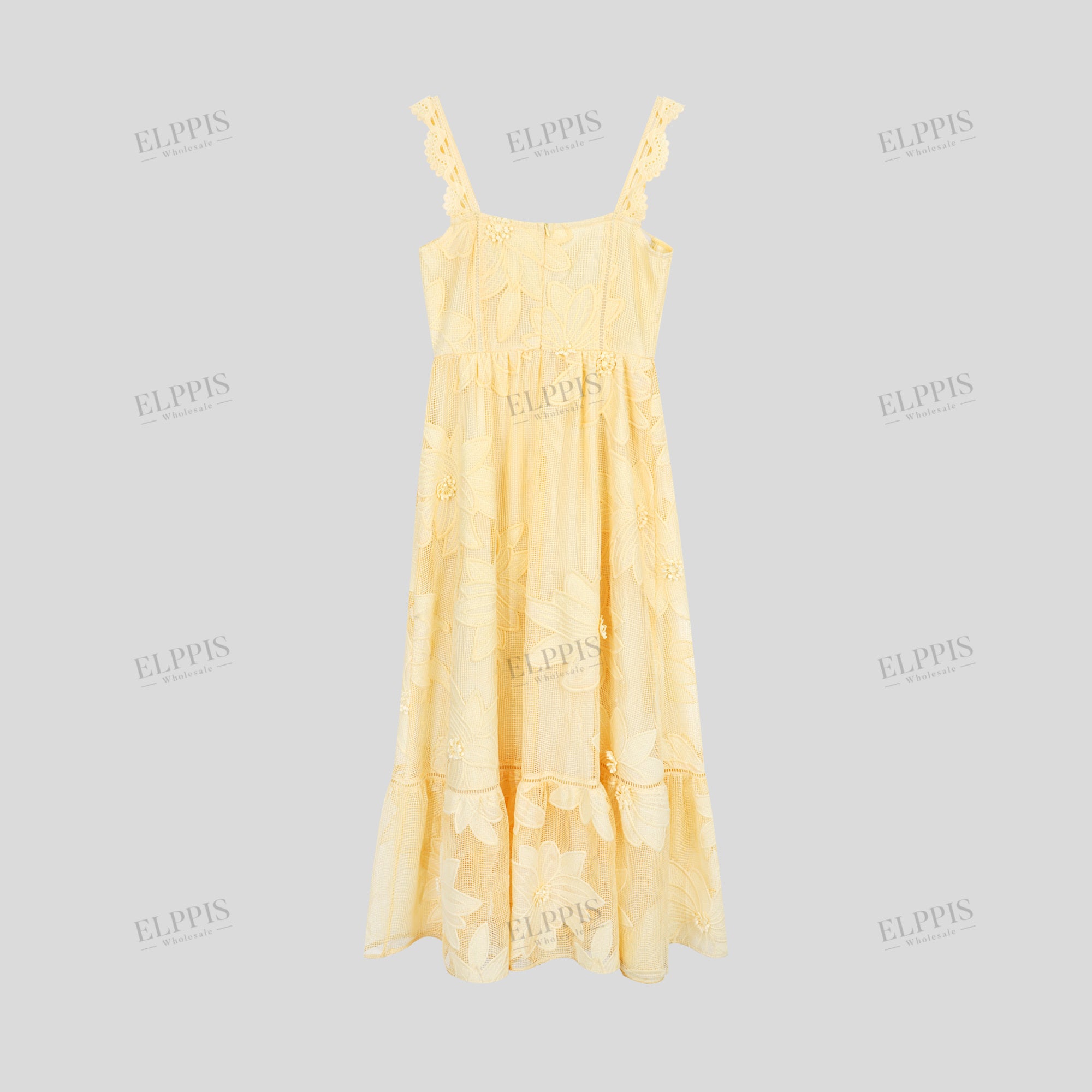 French lace 3D floral strap dress for parties